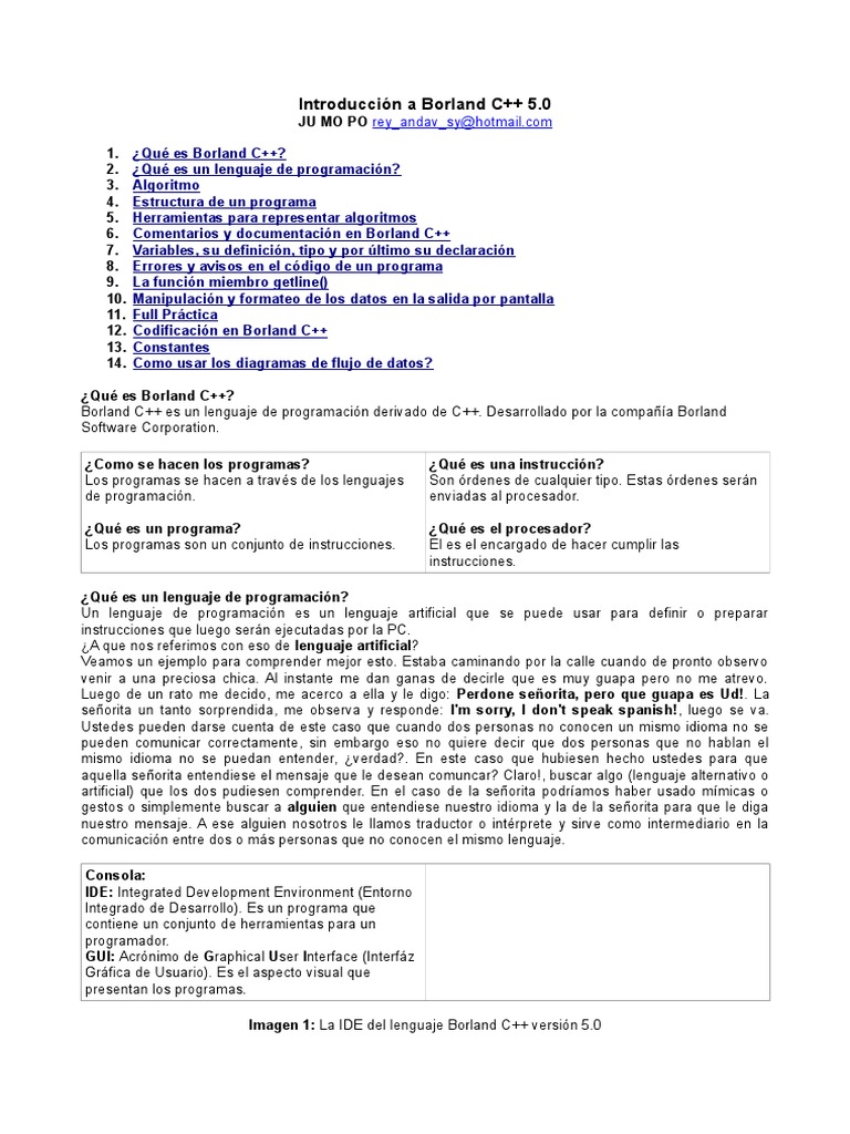 Introducción a Borland C++ 5.0 | PDF | C ++ | Programa de computadora