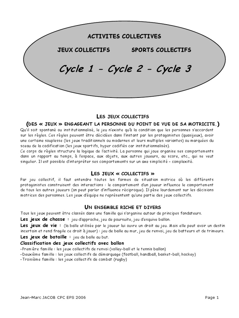 Dossier Jeux Collectifs Pdf Arbitrage Education Physique