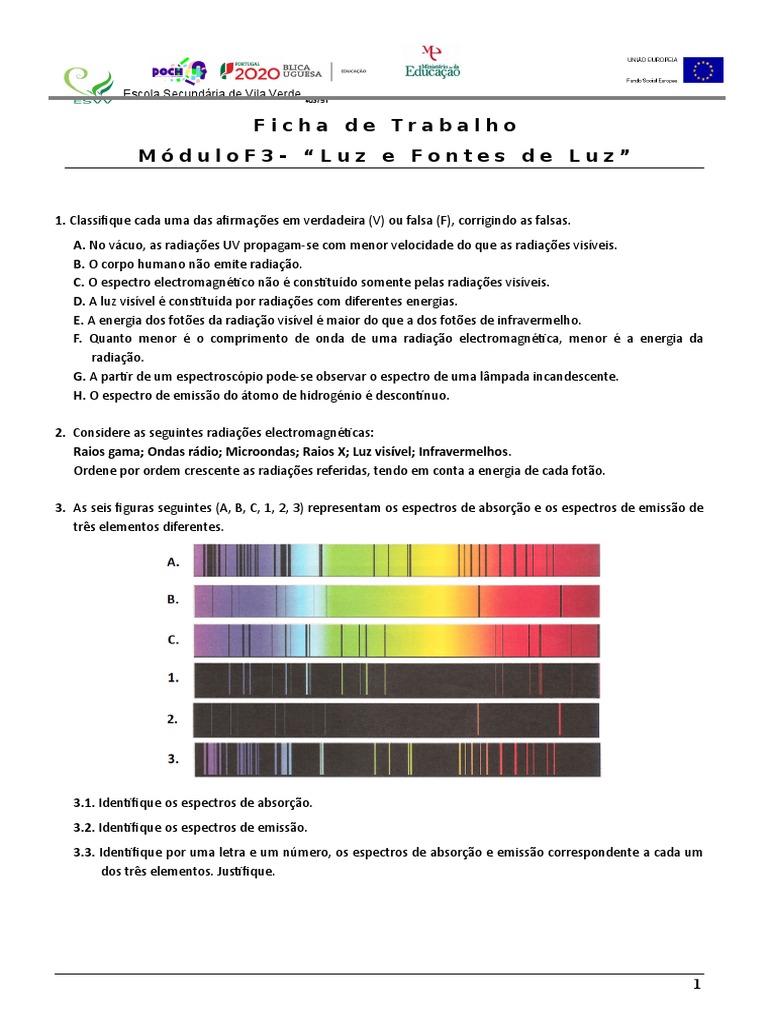 FT 1 | PDF | Espectro eletromagnético | Radiação eletromagnética, image size:768x1024