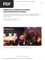Bolsonaro e Ministros Cancelam Pronunciamento Em Davos _ Política _ G1
