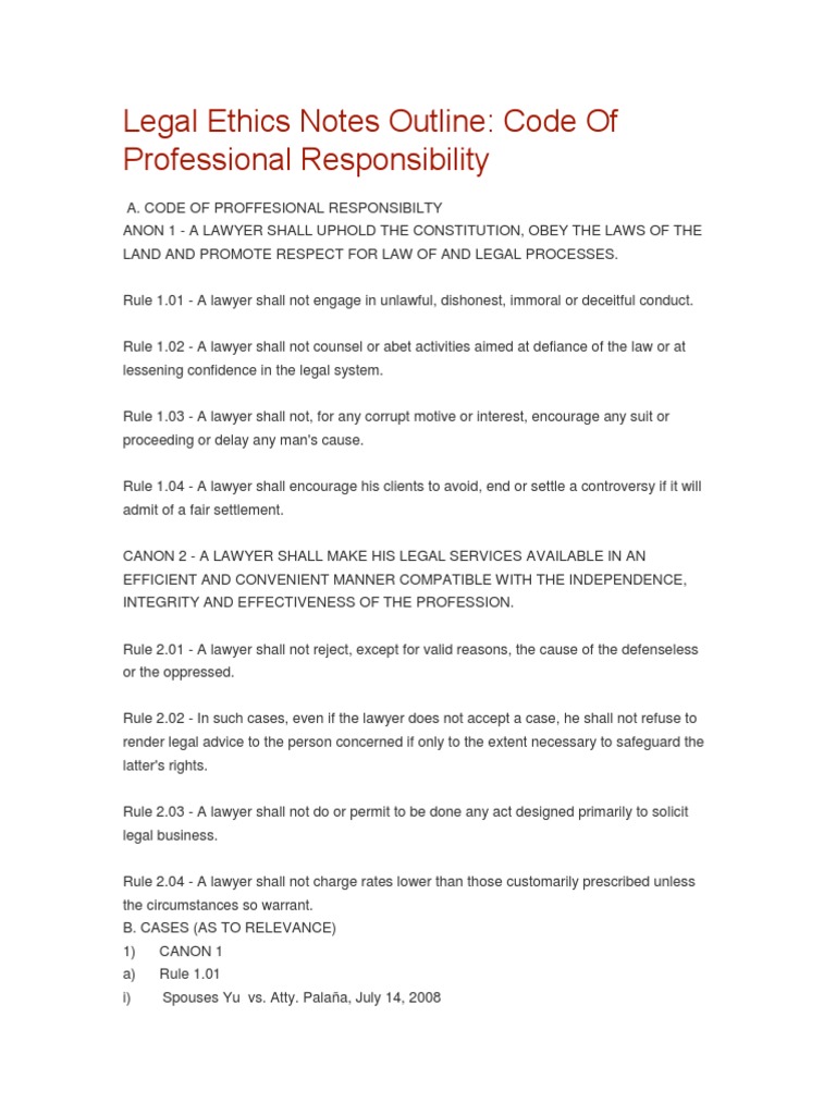 Legal Ethics Notes Outline | PDF | Notary Public | Disbarment