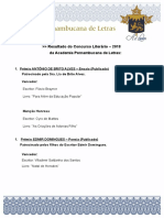 Resultado Do Concurso Literário Da APL - 2018