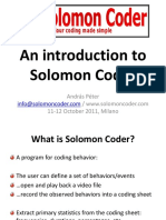 An Introduction To Solomon Coder: András Péter 11-12 October 2011, Milano