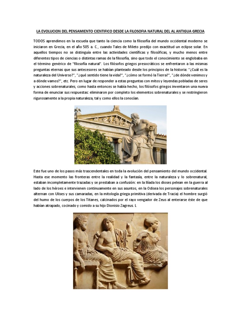 LA EVOLUCION DEL PENSAMIENTO CIENTIFICO DESDE LA FILOSOFIA