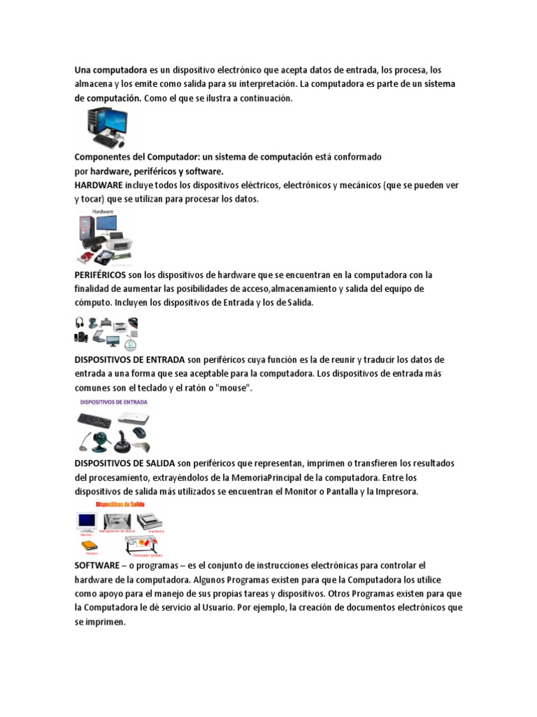 Componentes y Funciones de la Computadora | PDF | Periférico | Hardware ...