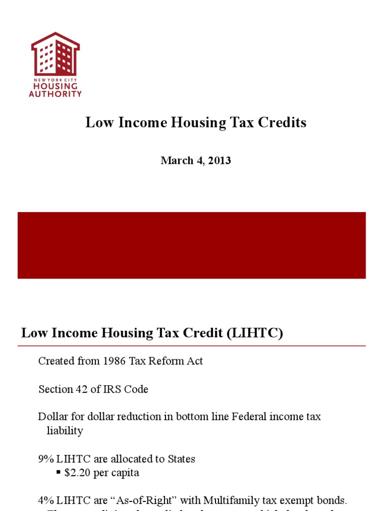 Low Housing Tax Credits March 4, 2013 PDF Government