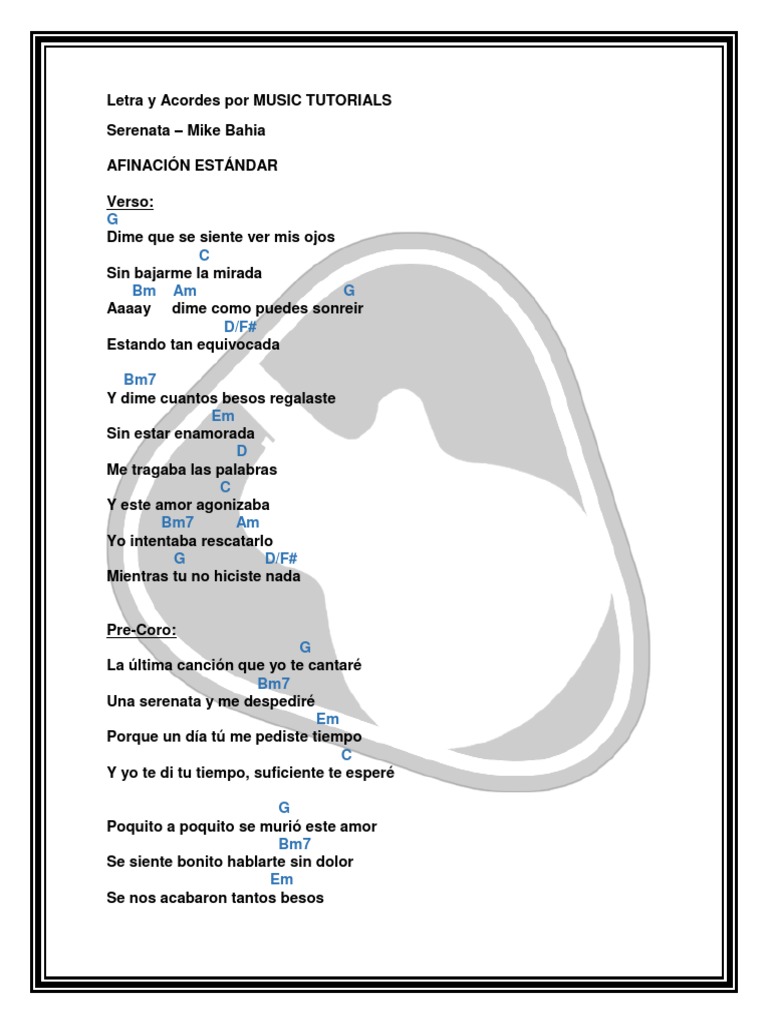 Serenata Mike Bahia Letra y Acordes PDF Entretenimiento (general)