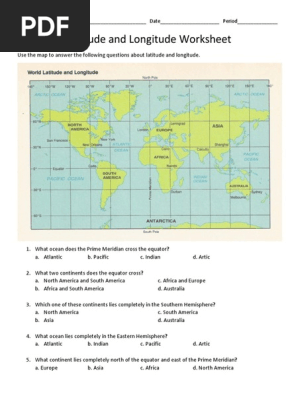 Latitude and longitude worksheet answer key