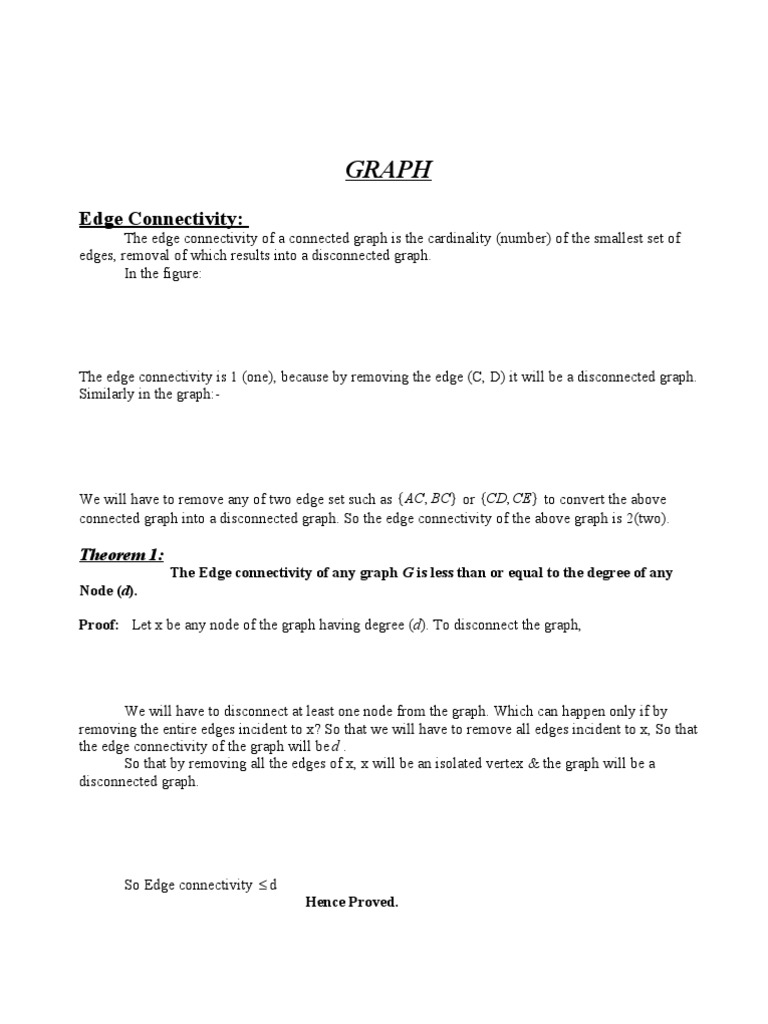 Graph: Edge Connectivity | PDF | Vertex (Graph Theory) | Mathematical ...