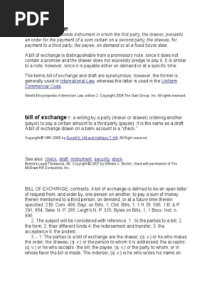 Bill Of Exchange Negotiable Instrument Promissory Note