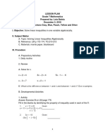 LESSON PLAN ON Solving Linear Inequalities