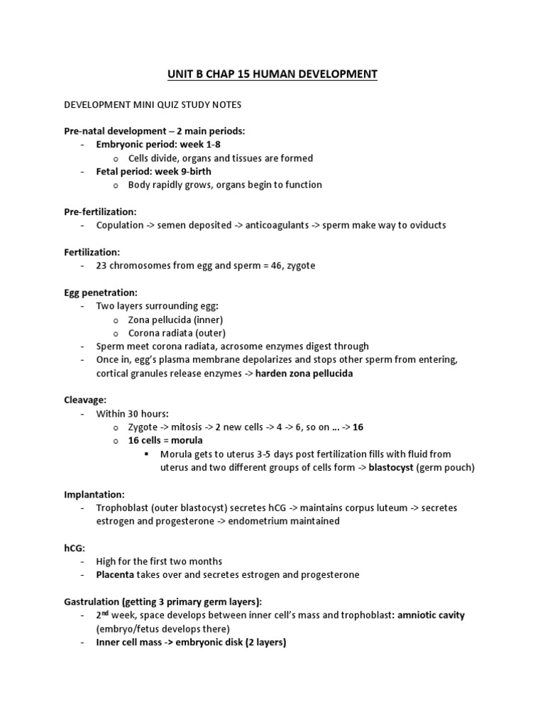 Unit B Chap 15 Human Development | PDF | Placenta | Anatomy