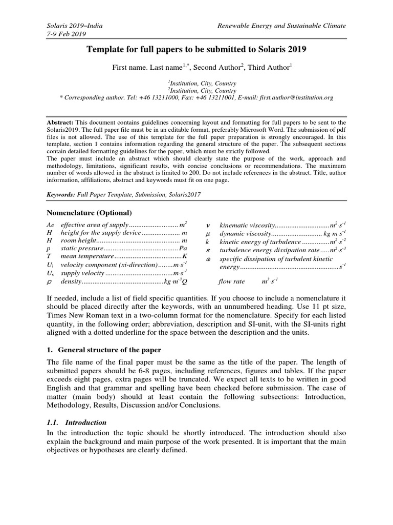 Solaris 2019 Paper Submission Guidelines | PDF | Turbulence | Paragraph