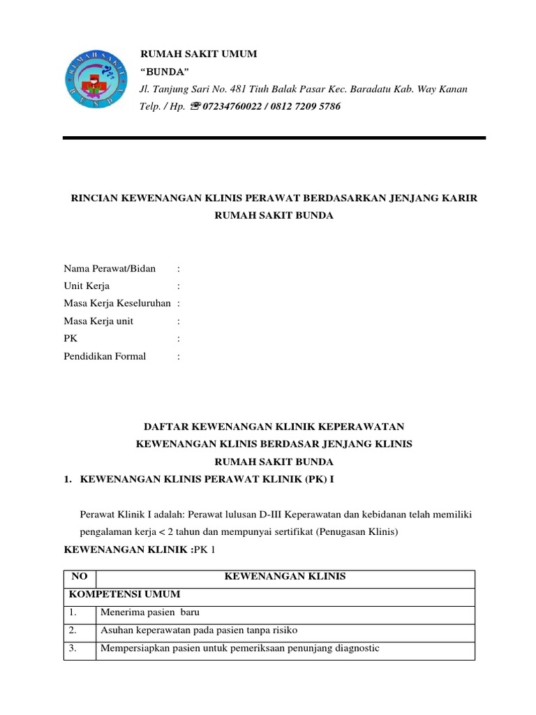 RKK PK 1 Perawat | PDF