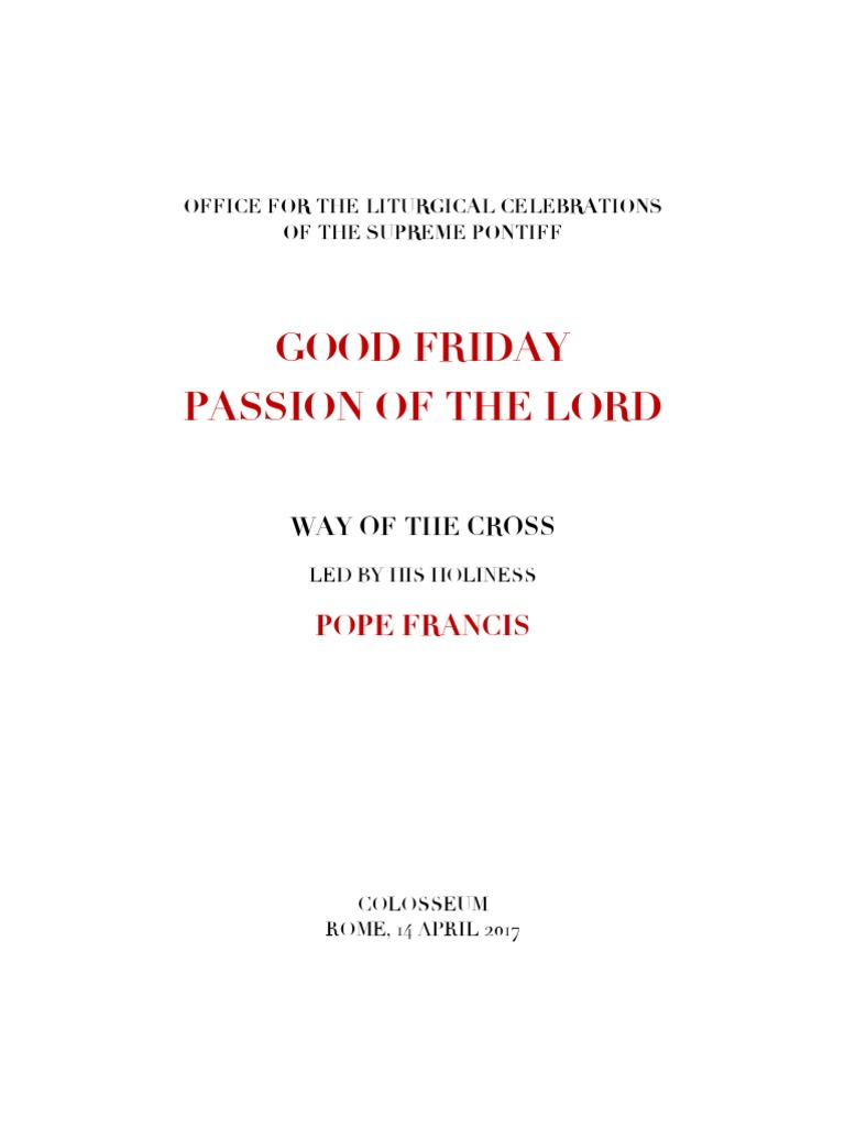 Stations of The Cross Pope Francis 2017 PDF Pontius Pilate Jesus