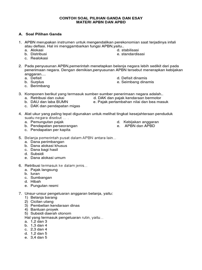 Soal Materi Apbn