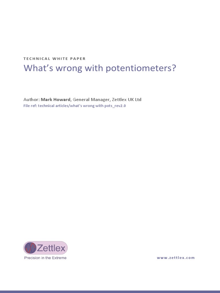 Issues with Potentiometers Explained | PDF | Wear | Sensor