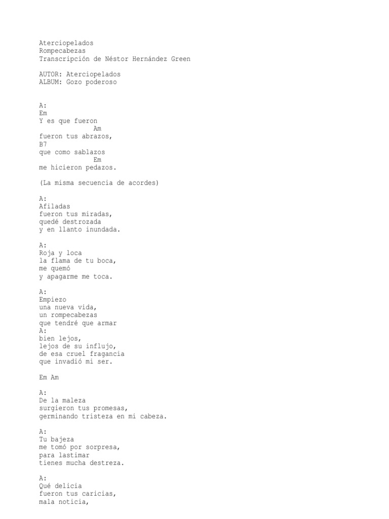 Acordes + Aterciopelados Descargar gratis PDF Ocio