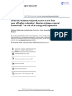 Does Entrepreneurship Education in The First Year of Higher Education Develop Entrepreneurial Intentions The Role of Learning and Inspiration