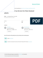 Development of An IQ Test For New Zealand Adults
