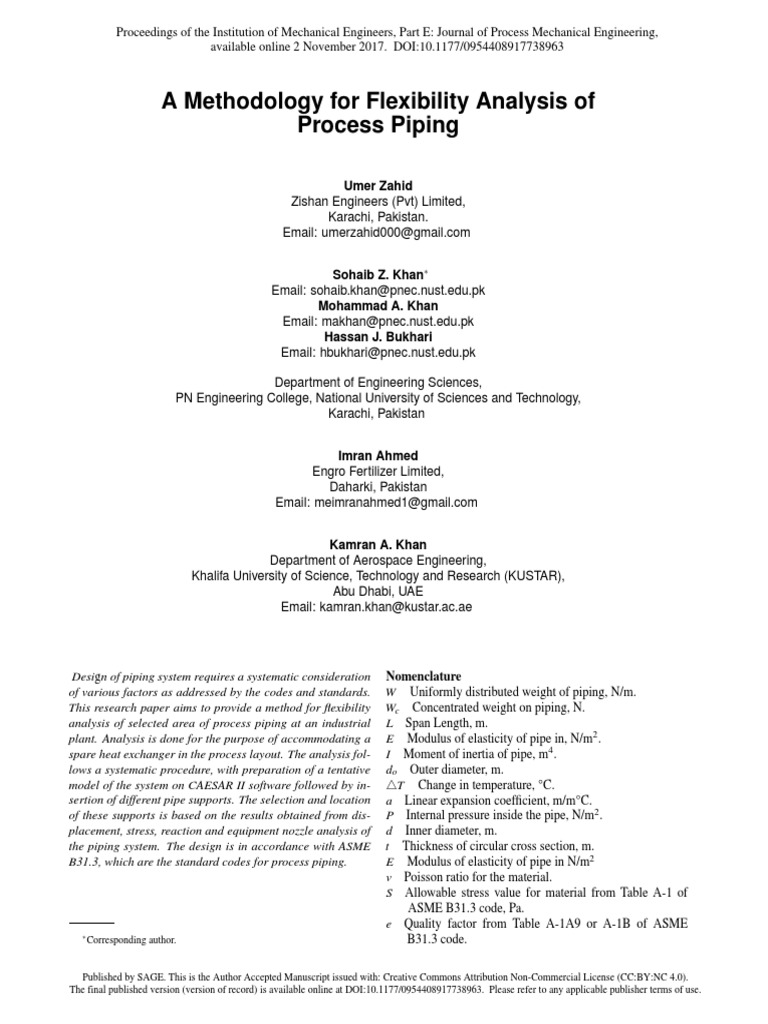 A Methodology For Flexibility Analysis of Process Piping-2017 | PDF ...