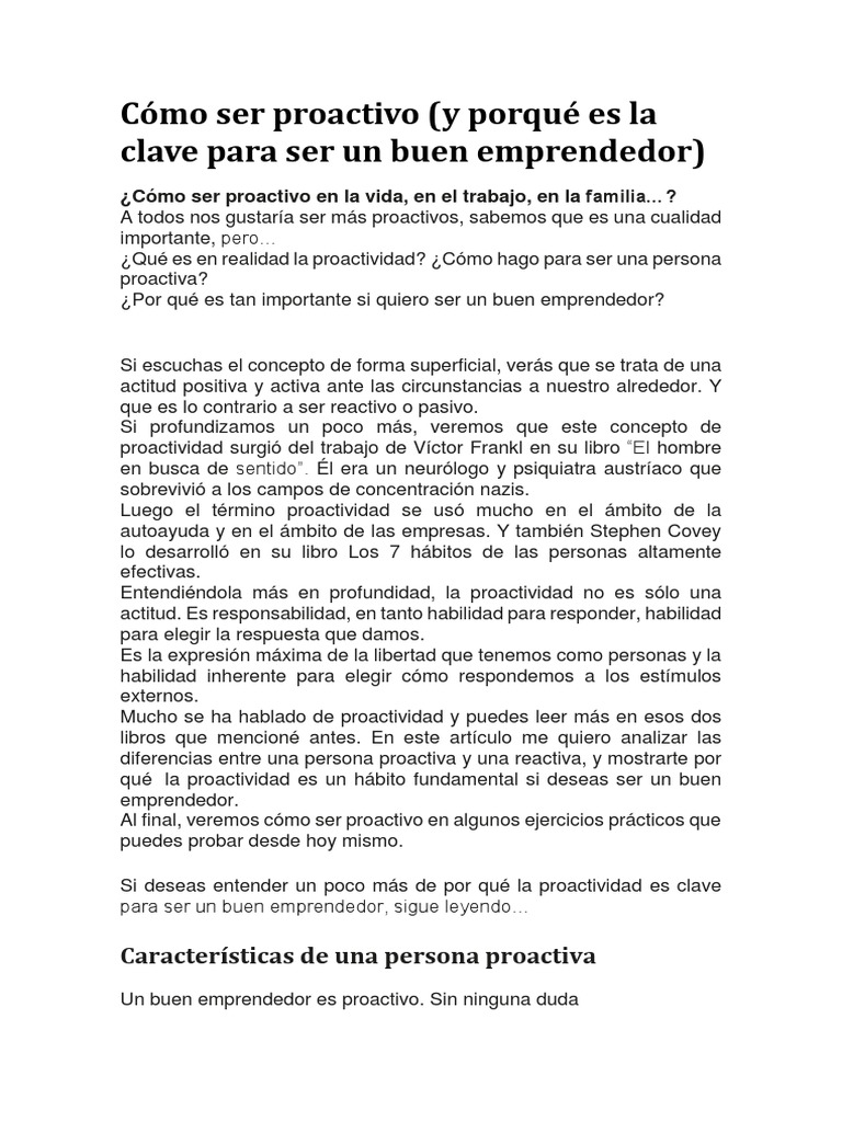 Cómo Ser Proactivo | PDF