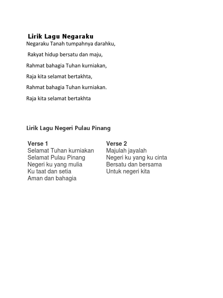 Lirik Lagu Negaraku  PDF