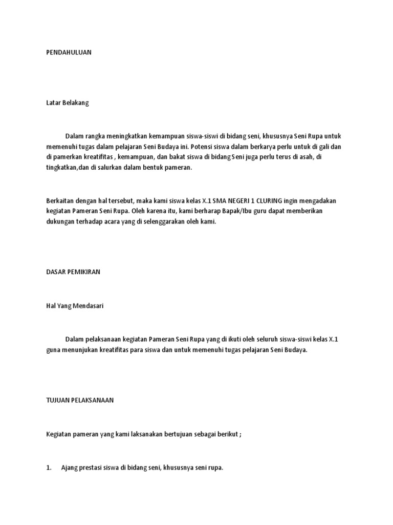 Proposal Pameran Karya Seni