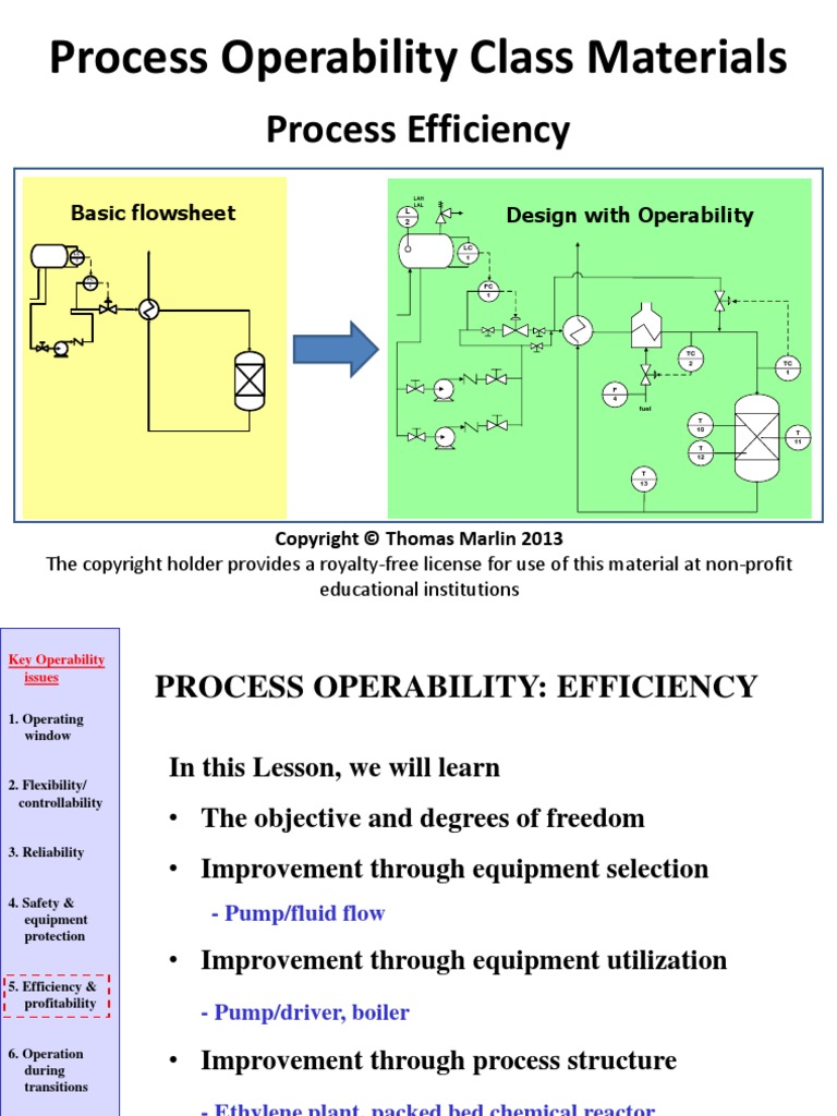 Process Efficiency: Process Operability Class Materials | PDF | Pump ...
