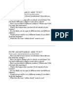 How Adaptable Are You?: Work in Pairs. Ask and Answer The Questions Below