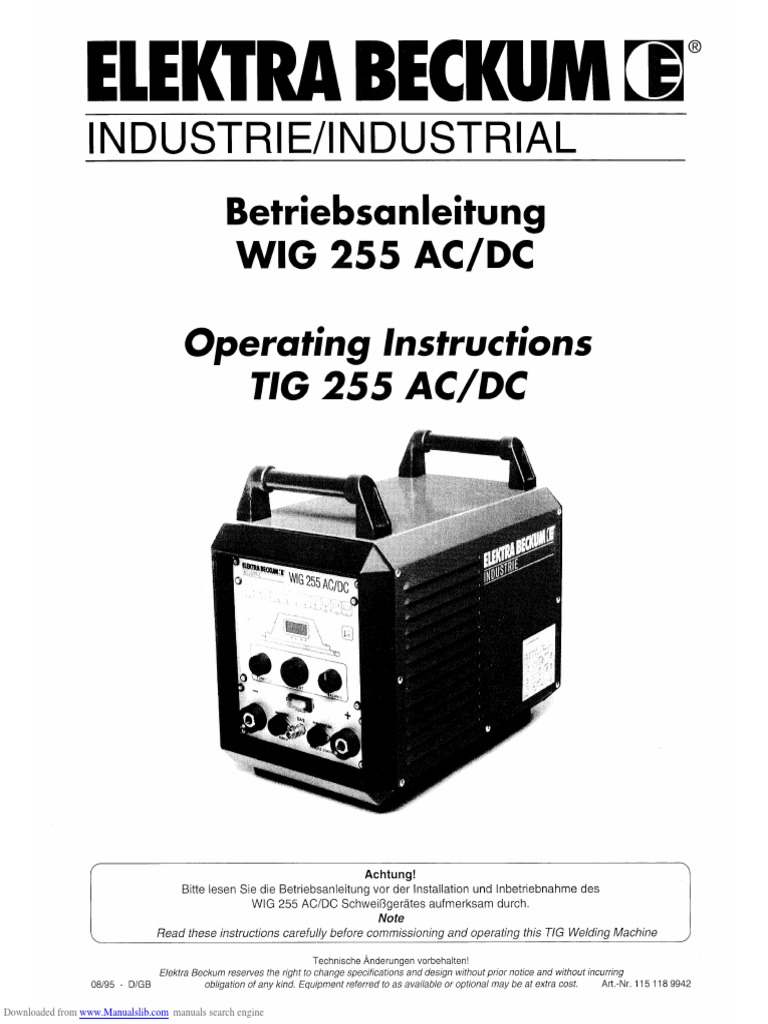 Tig Welding Machine Tig 255 DC PDF