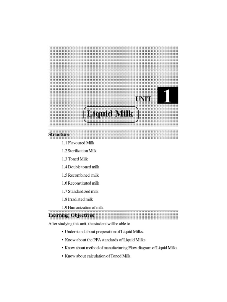 Types and Processing of Liquid Milks | PDF | Butter | Ice Cream