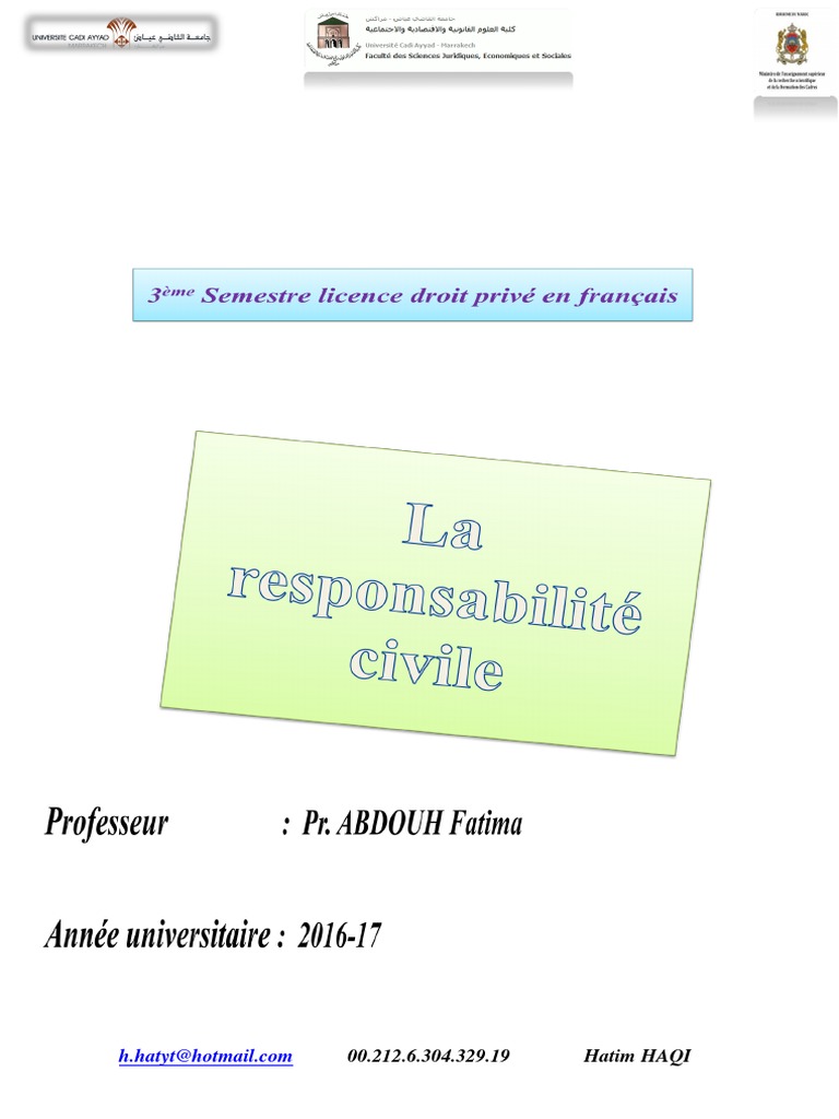 Types et conditions de responsabilité civile | PDF | Droit des ...