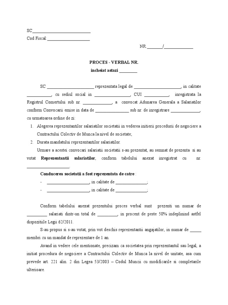 Model Proces Verbal Ccm Alegere Reprezentanti