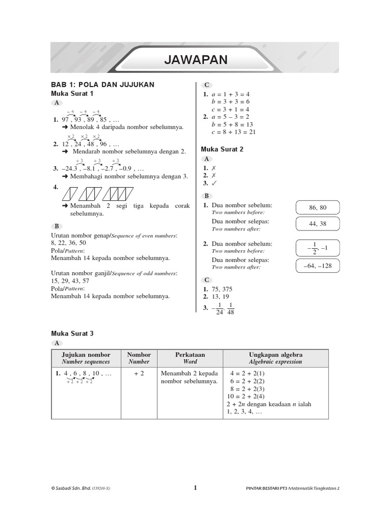 Download Www.sasbadisb.com Jawapan Matematik Tingkatan 2 PNG  Kebayakak