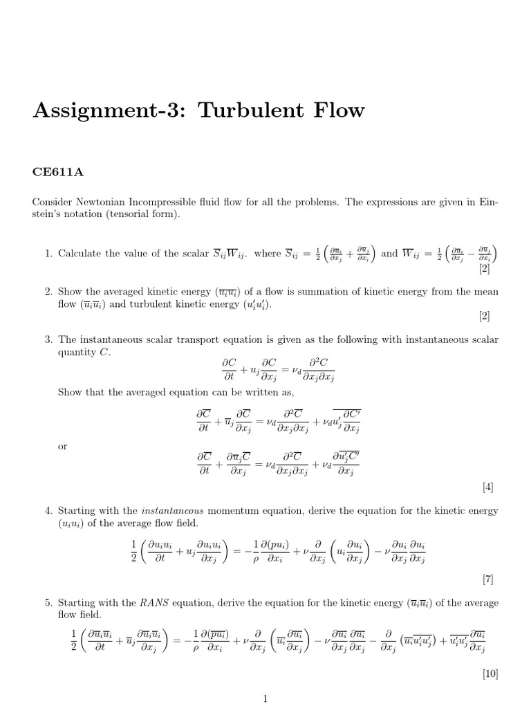 Turbulent Flow Analysis and Equations | PDF | Fluid Dynamics | Chemical ...