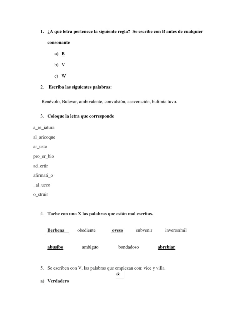 Ejercicios de uso de la B y V para primaria | PDF | Artes del Lenguaje ...