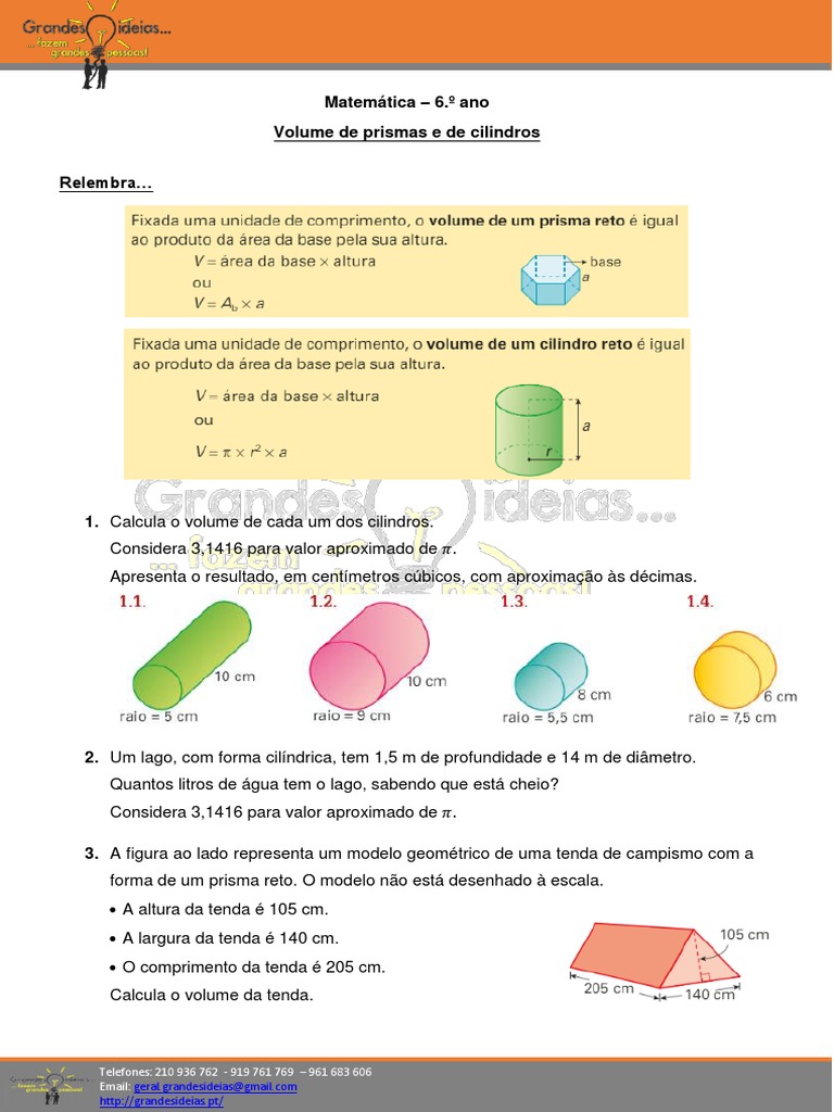 MAT6 T4 06 Volumes de Prismas e de Cilindros 2 | PDF | Triângulo ...