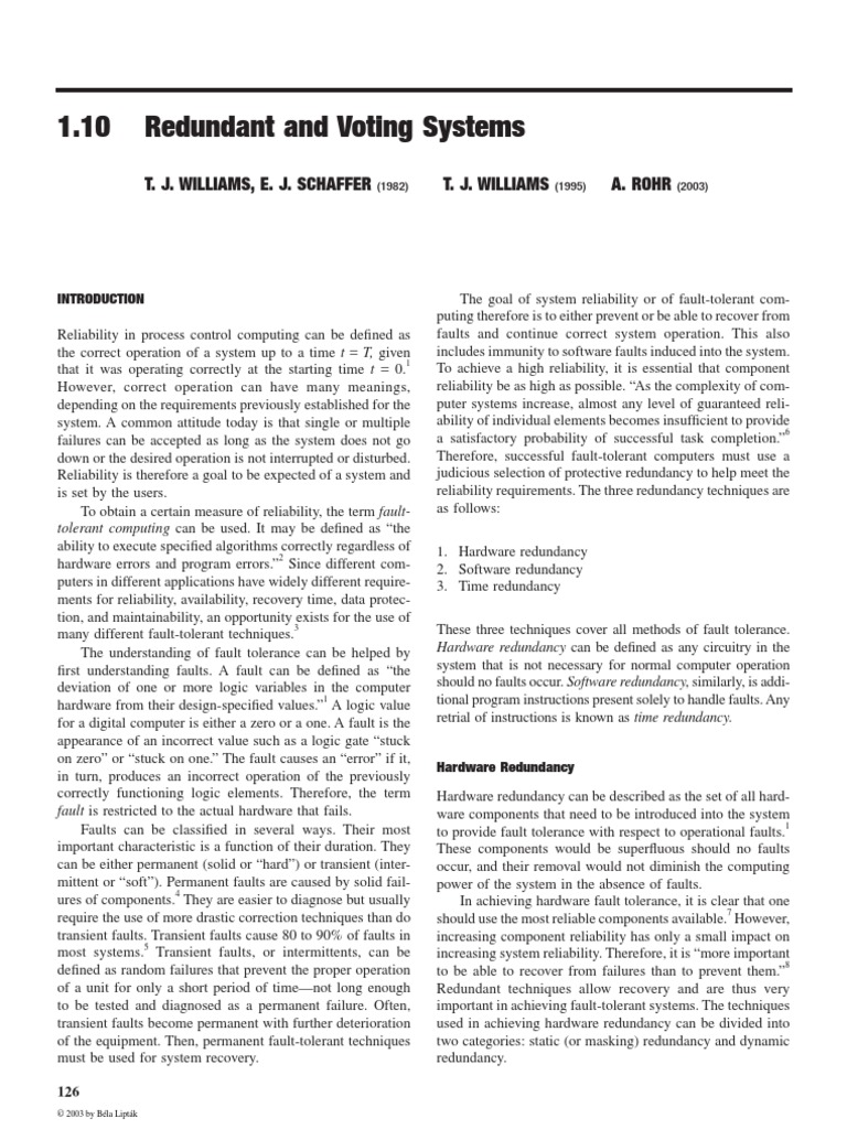 Redundant and Voting System | PDF | Fault Tolerance | Reliability ...