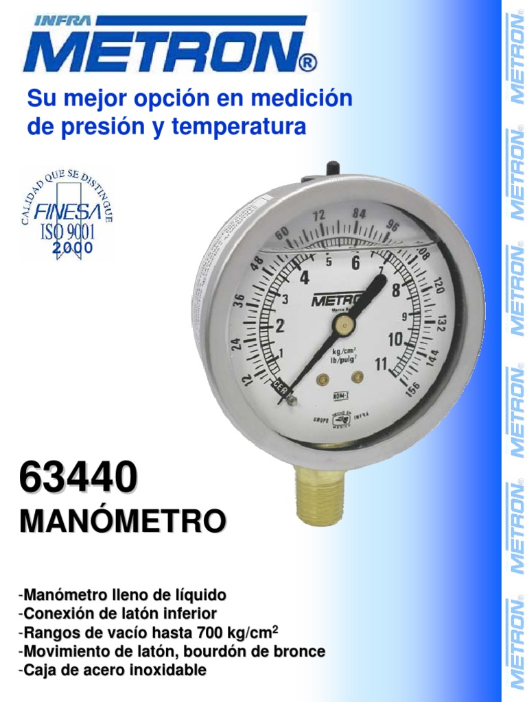 Manómetros Metron: Especificaciones y Uso | PDF | Sustancias químicas ...