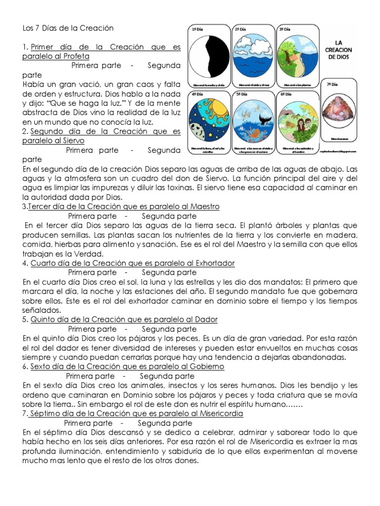 Los 7 Días De La Creación Pdf Naturaleza