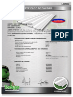 Certificado de Calidad Tortugon Doble 0.23 X 820 X 1800