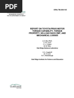 Report On Toyota/Prius Motor Torque Capability, Torque Property, No-Load Back Emf, and Mechanical Losses