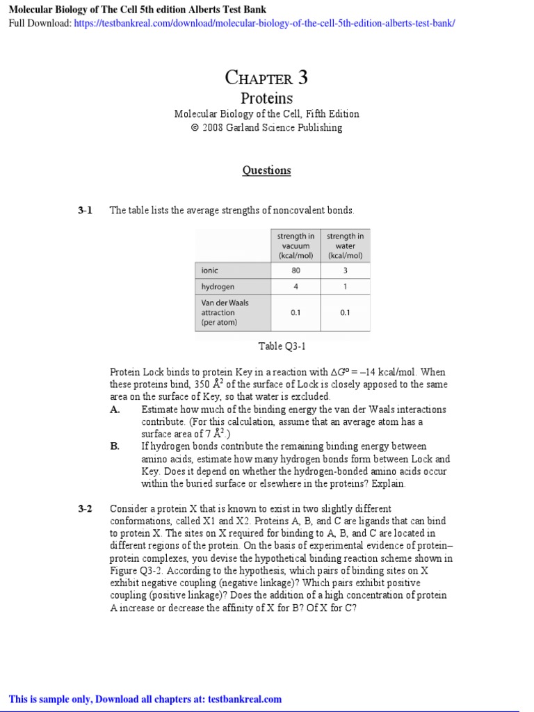 Molecular Biology of The Cell 5th Edition Alberts Test Bank | PDF