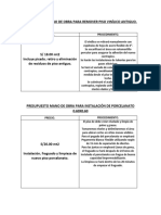 Presupuesto Mano de Obra para Remoción de Piso Vinílico 1