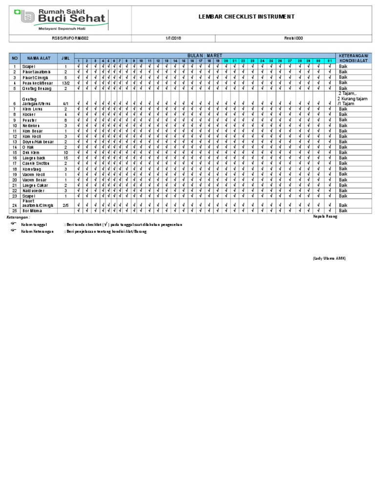 March Instrument Checklist Form | PDF