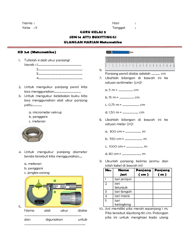 Soal Matematika Kelas 2