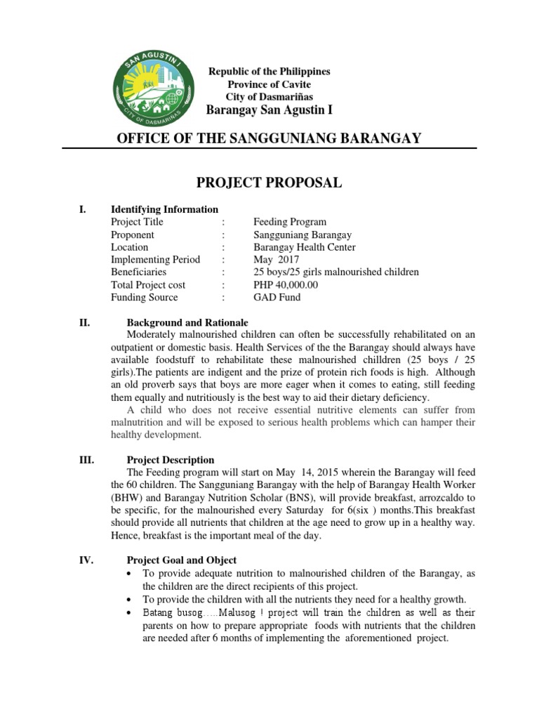 Project Proposal Gad | PDF | Malnutrition | Nutrition