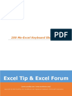 250 Ms Excel Keyboard Shortcuts