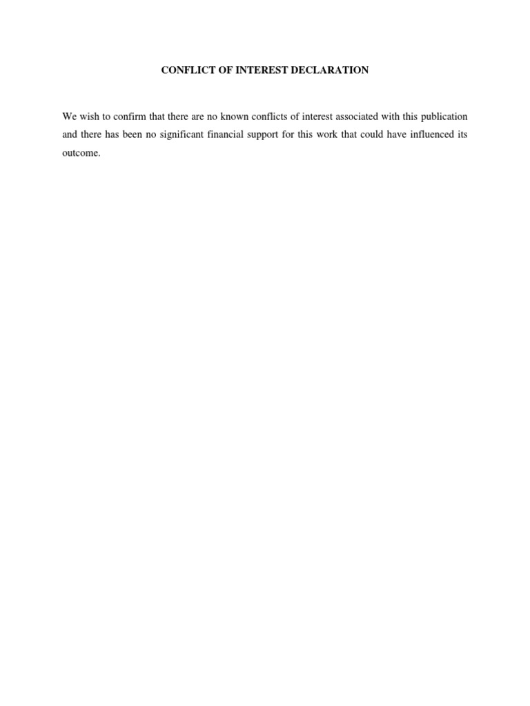 Conflict of Interest Declaration Form | PDF